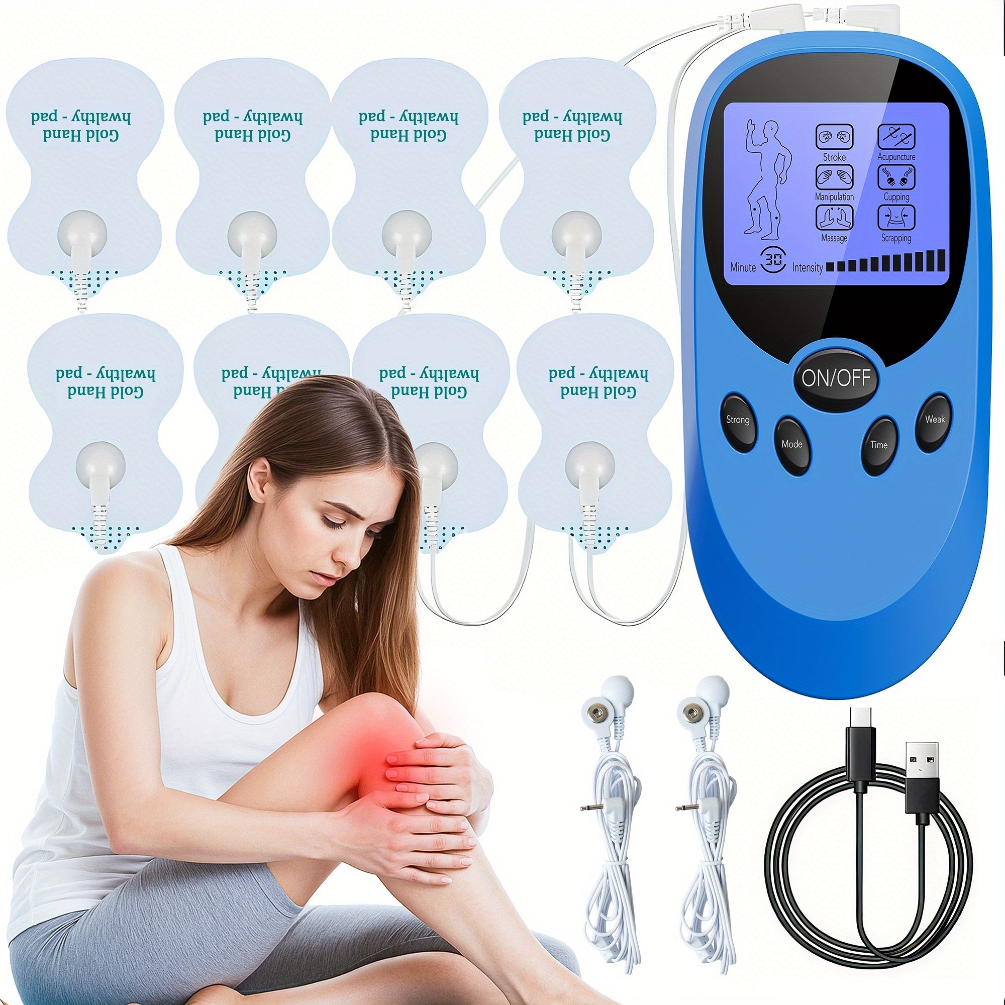 Muscle Relief Pulse Massager with 8 Electrodes
