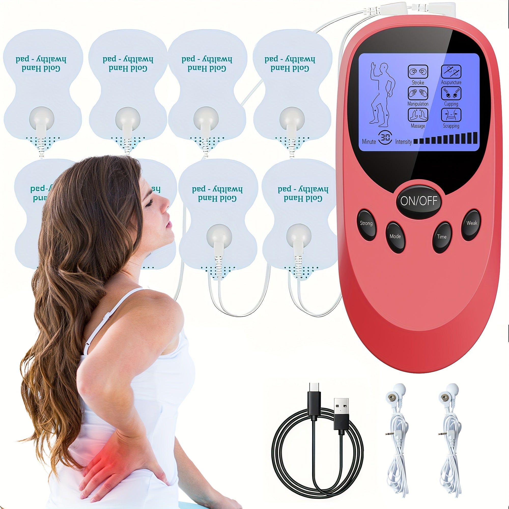 Muscle Relief Pulse Massager with 8 Electrodes