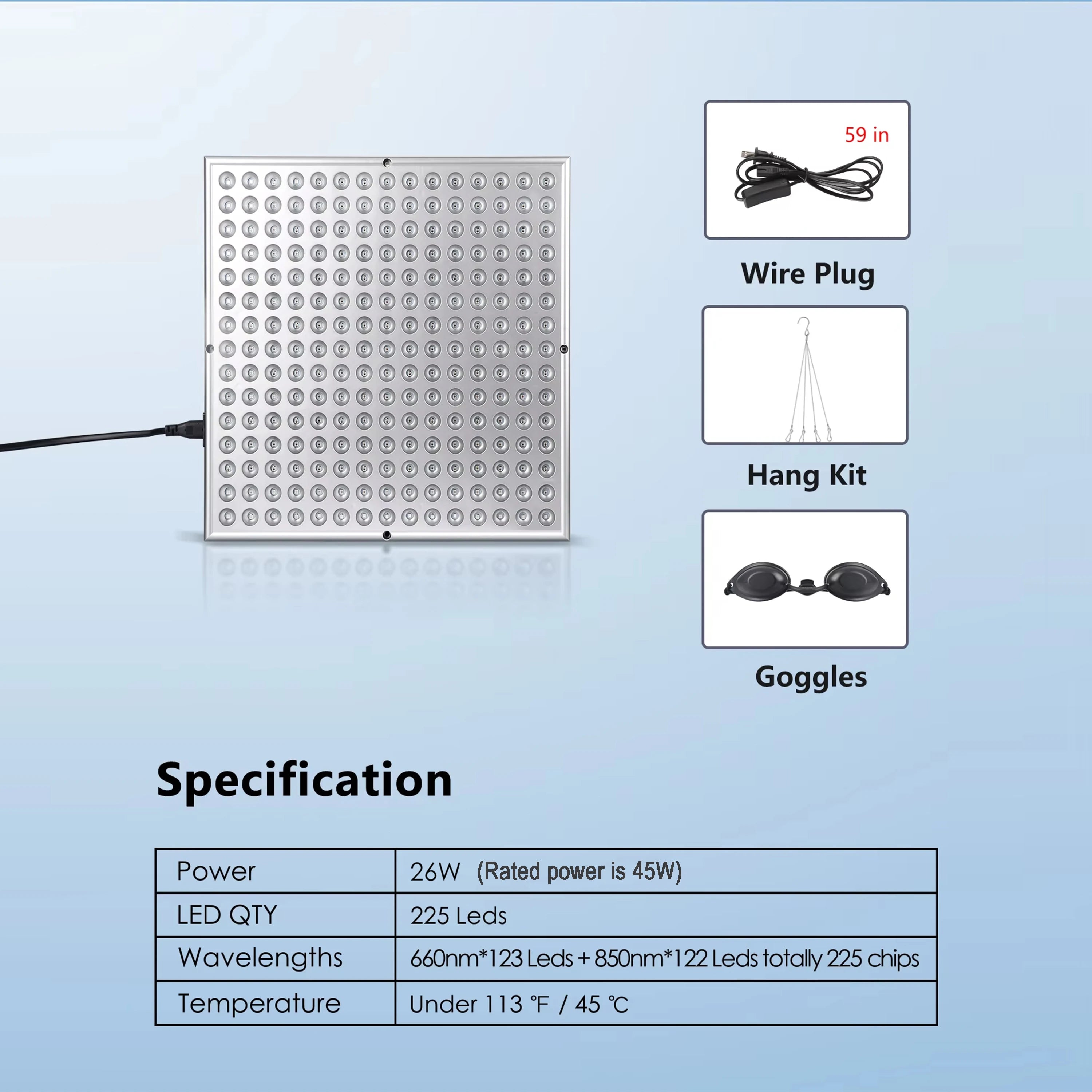 LED Red Light Therapy Panel Lamp