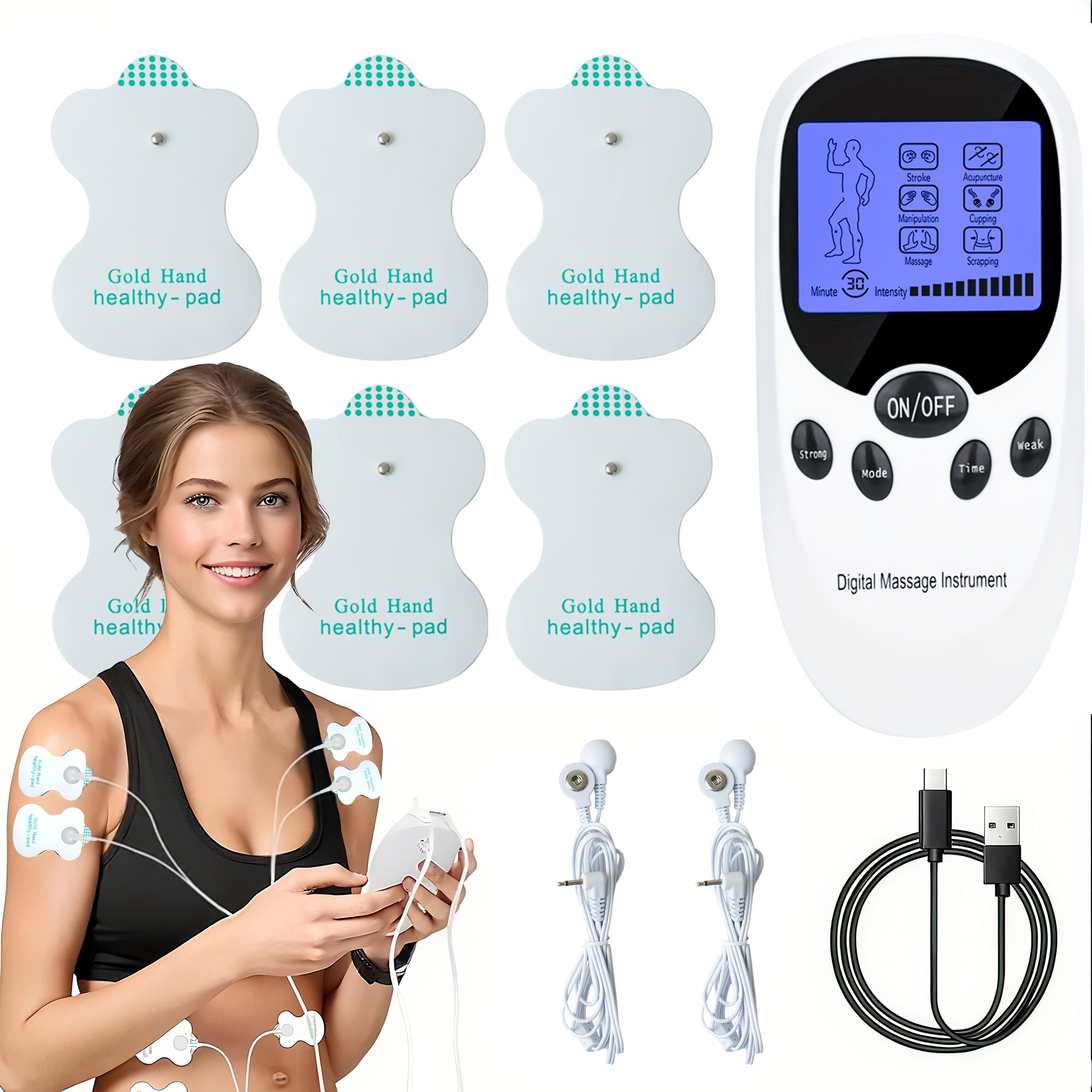 Muscle Relief Pulse Massager with 8 Electrodes