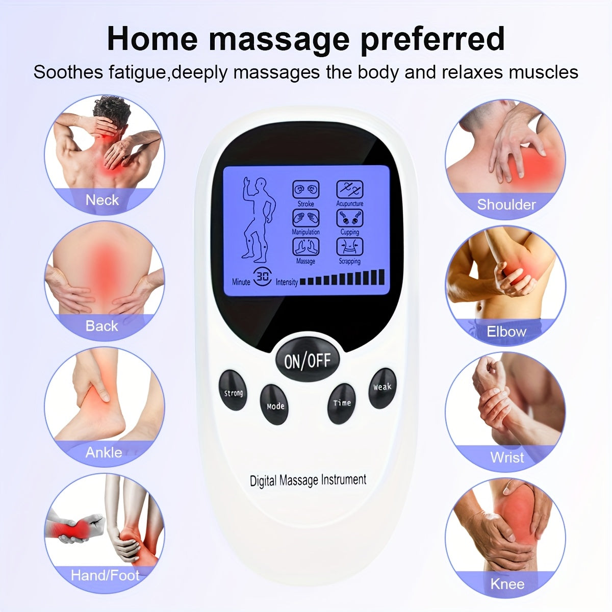 Muscle Relief Pulse Massager with 8 Electrodes